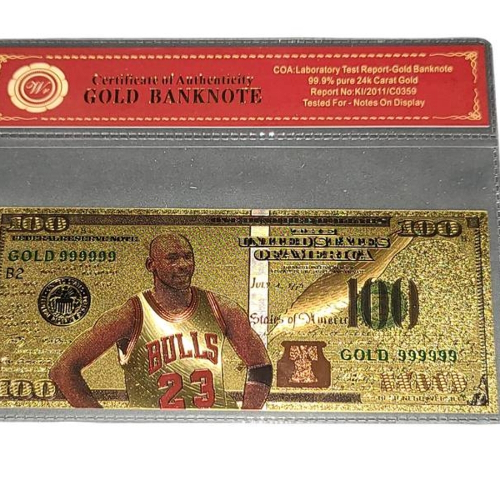 Kobe Bryant LA Lakers 100 Dollar GOLD Banknote Certificate of Authenticity Seale